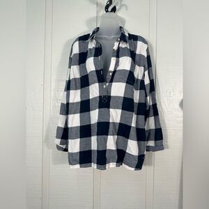 Tommy Hilfiger Buffalo Plaid 1/4 Button Long Sleeve Tunic Top Size XL EUC